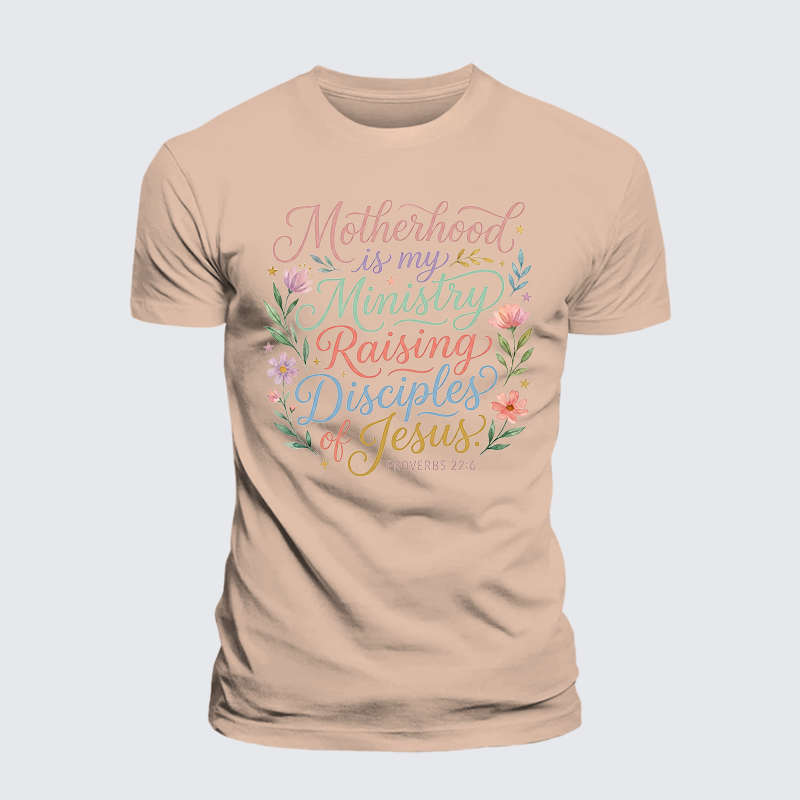 Motherhood Is My Ministry Jesus God Christian Premium Mercerized Cotton Tee