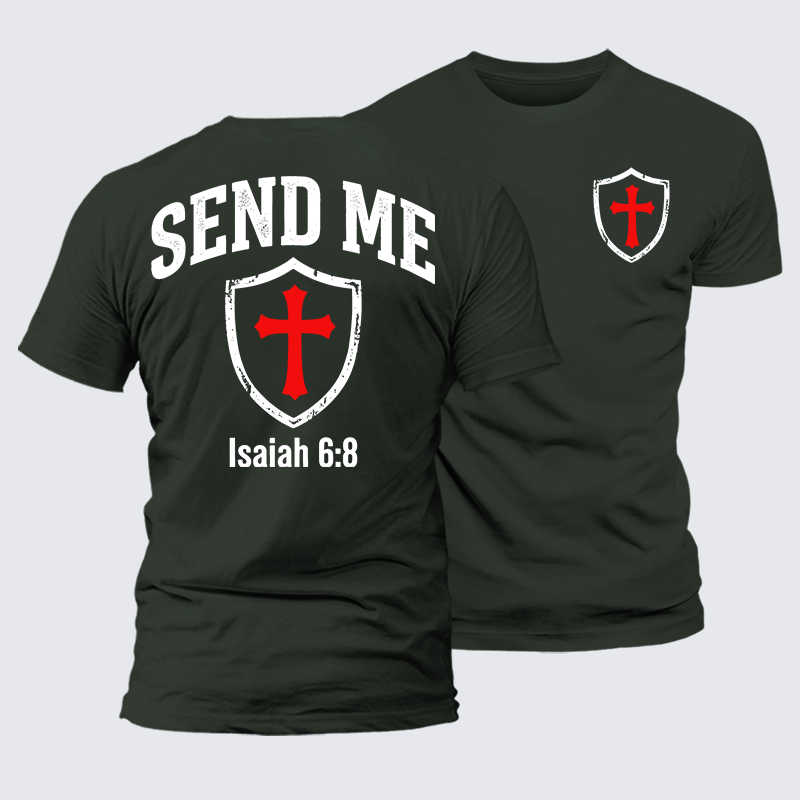 Isaiah 6:8 - SEND ME Jesus God Christian Premium Mercerized Cotton Tee