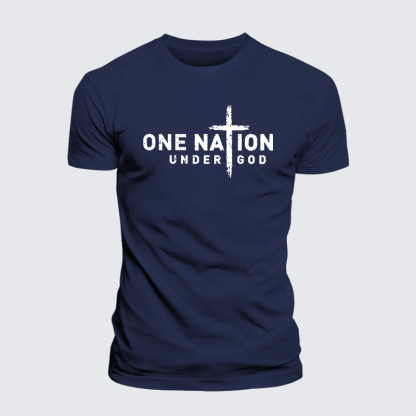 One Nation Under God Cross Jesus God Christian Premium Mercerized Cotton Tee