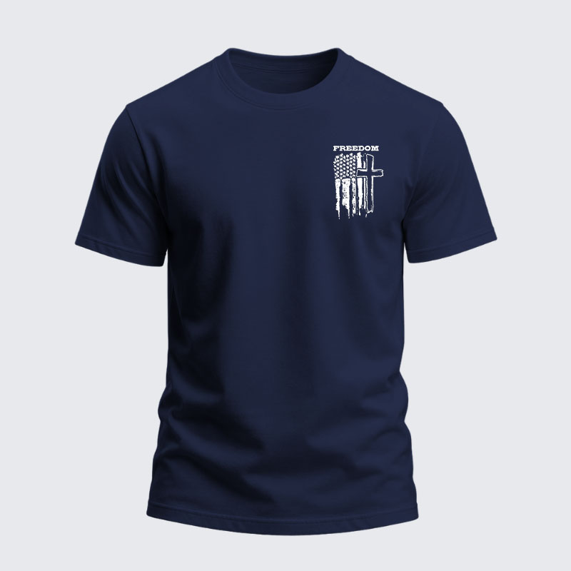 Heavyweight Cotton Tee -Freedom Cross Vertical Flag