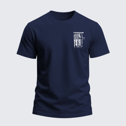 Heavyweight Cotton Tee -Freedom Cross Vertical Flag