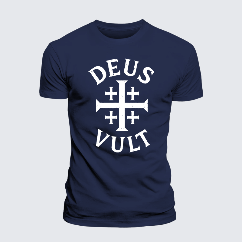 Deus Vult Jesus God Christian Premium Mercerized Cotton Tee