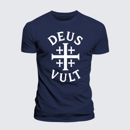 Deus Vult Jesus God Christian Premium Mercerized Cotton Tee