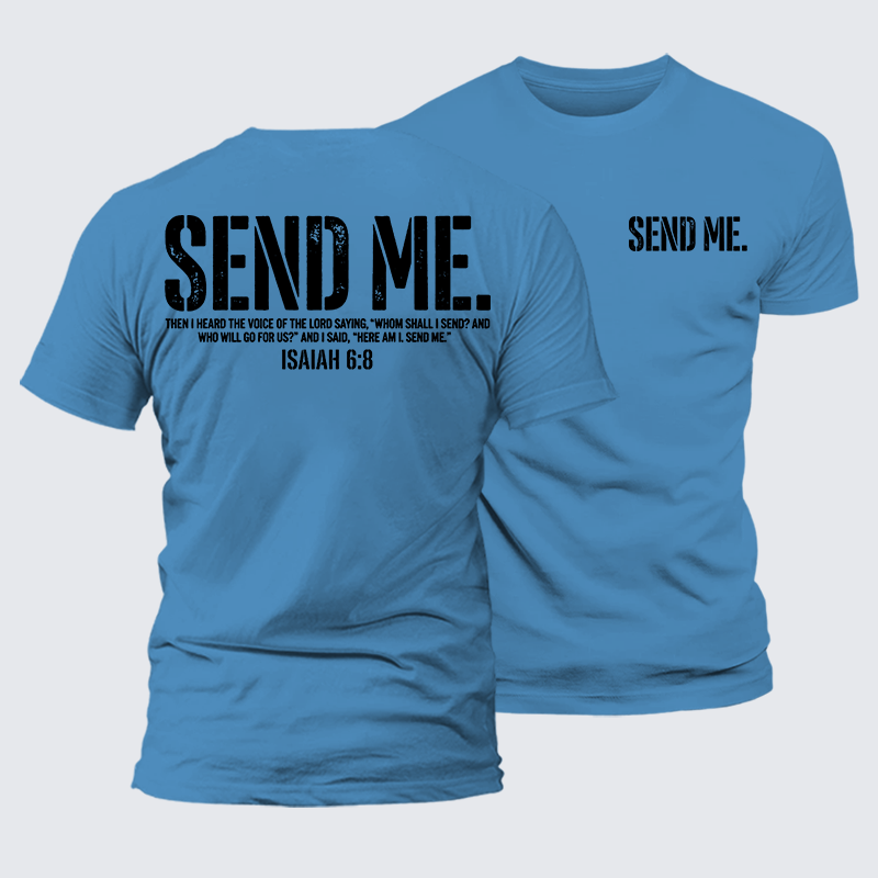 Send Me Isaiah 6:8 Jesus God Christian Premium Mercerized Cotton Tee