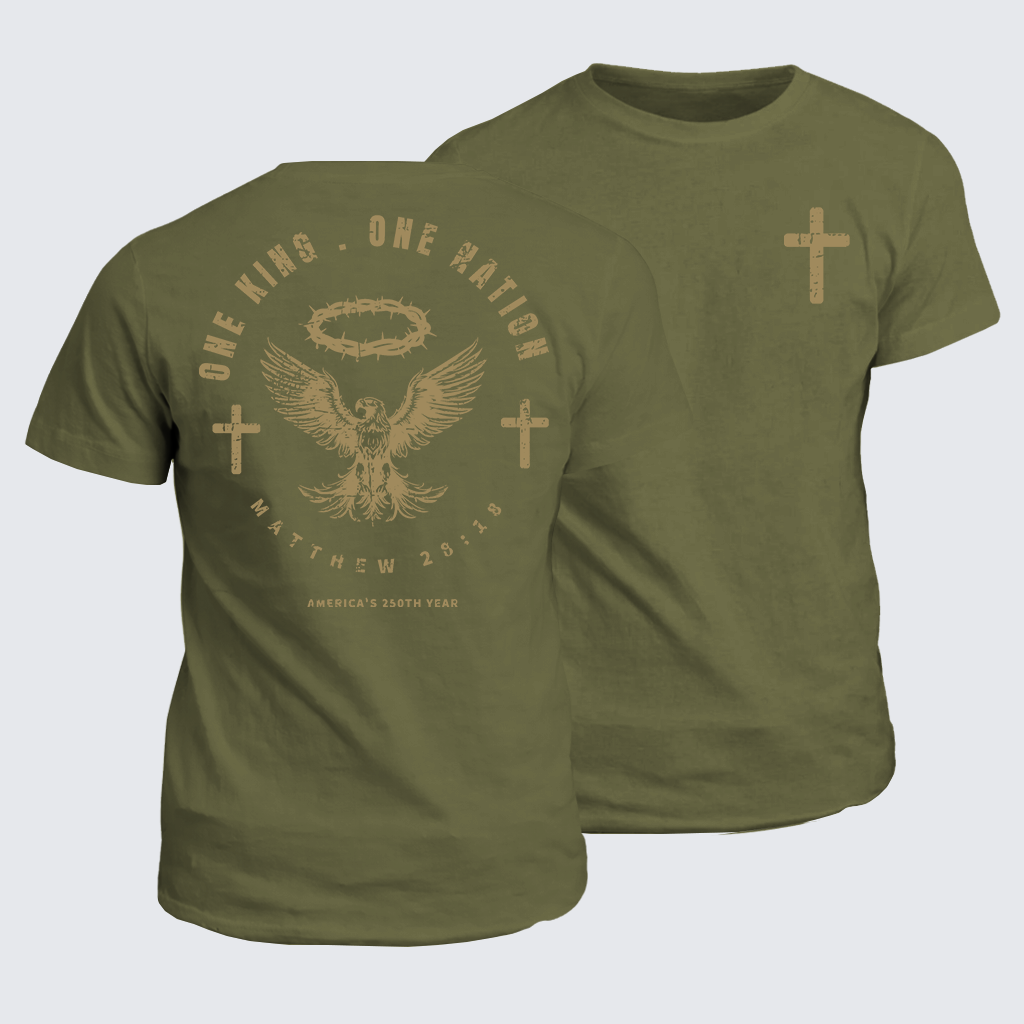 One King One Nation Jesus God Christian Cotton T-Shirt
