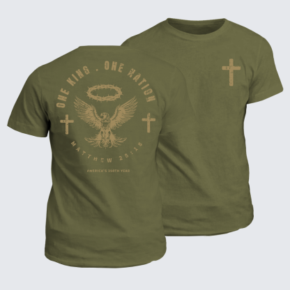 One King One Nation Jesus God Christian Cotton T-Shirt