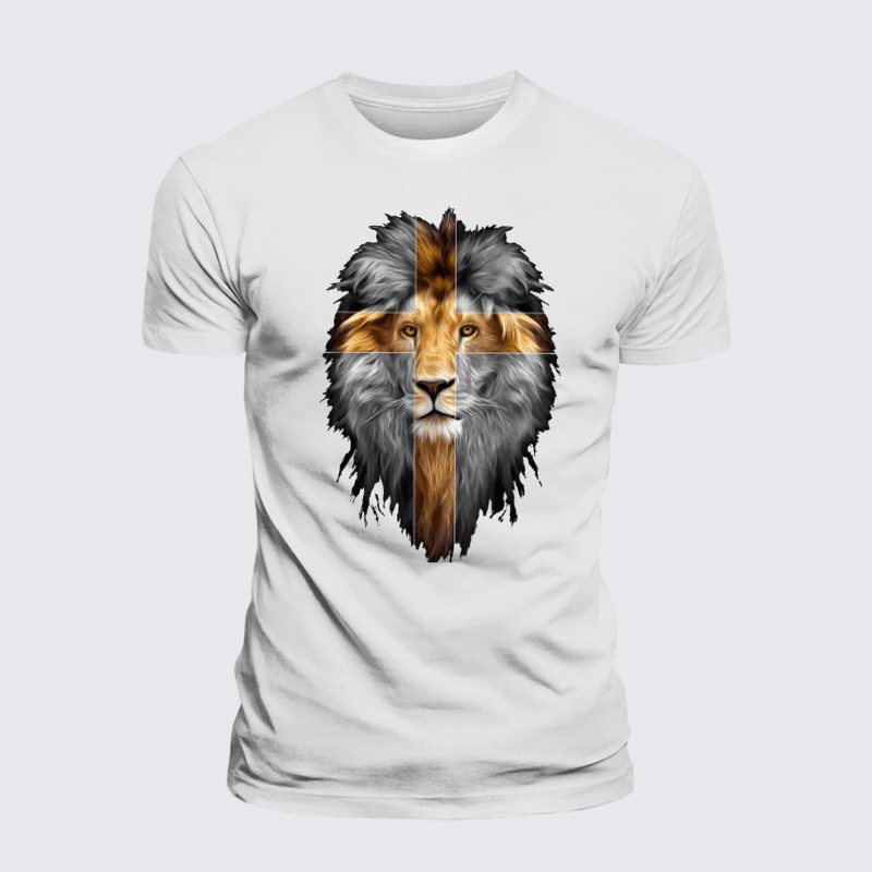 Jesus Lion of Judah Jesus God Christian Premium Mercerized Cotton Tee