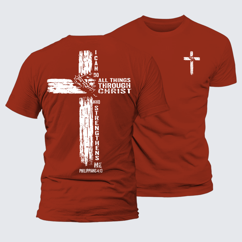 I Can Do All Things THrough Christ Jesus God Christian Premium Mercerized Cotton Tee