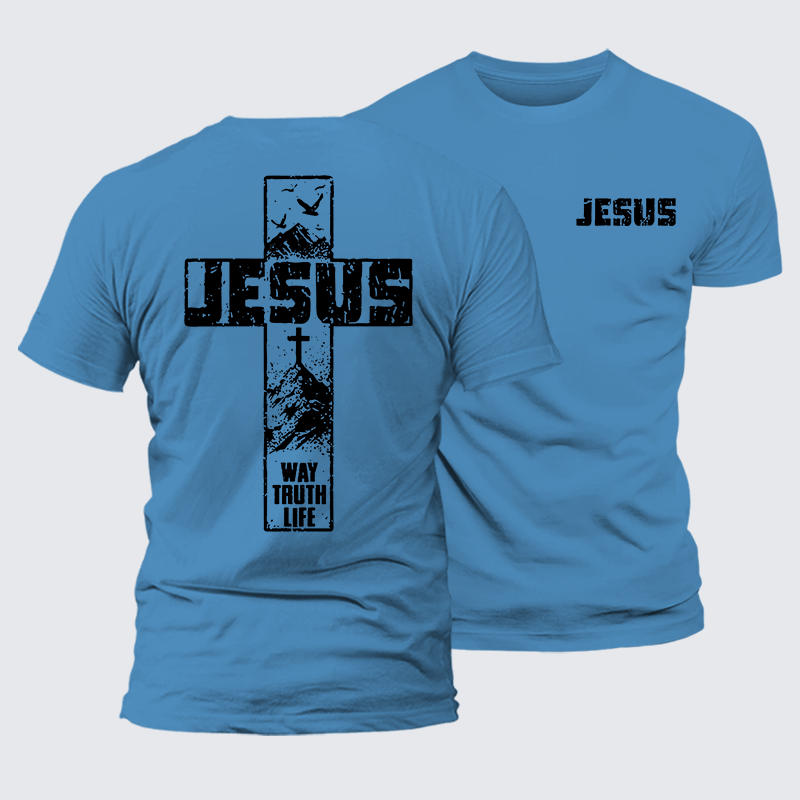 The Way, The Truth, The Life  Jesus God Christian Premium Mercerized Cotton Tee