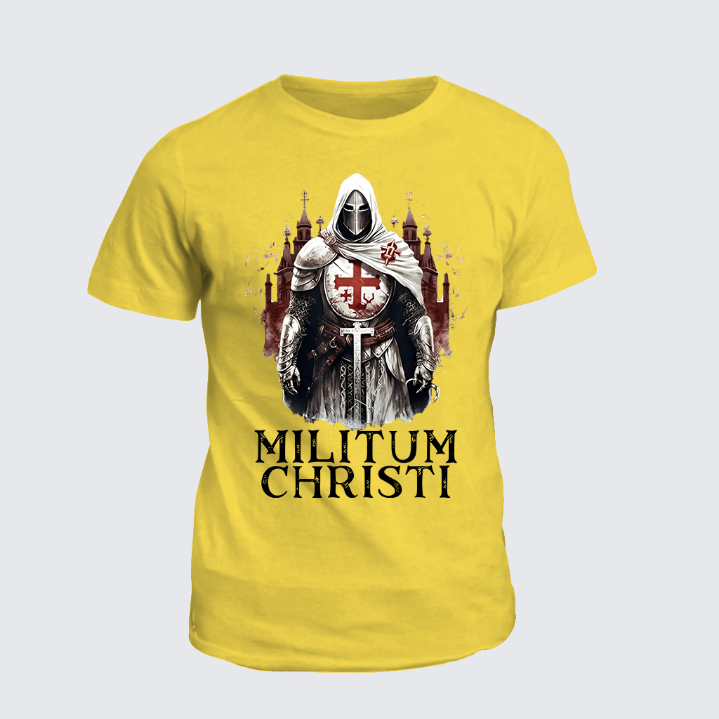 Knight Catholic Religious Military Crusader  Jesus God Christian Cotton T-Shirt
