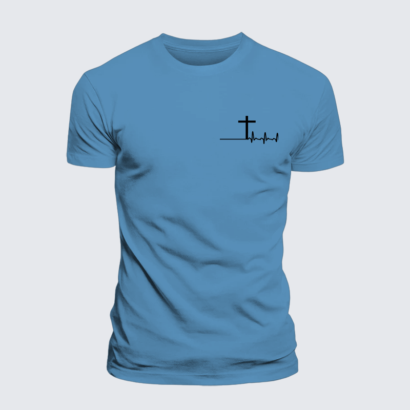 ECG Cross Jesus God Christian Premium Mercerized Cotton Tee
