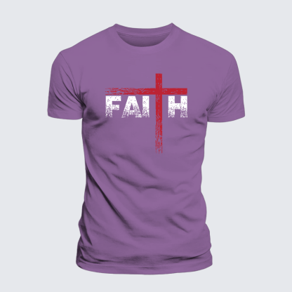 Faith Cross Jesus God Christian Premium Mercerized Cotton Tee