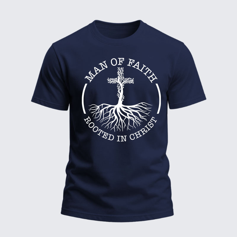 Heavyweight Cotton Tee - Man of Faith Rooted in Christ