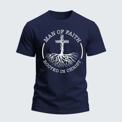 Heavyweight Cotton Tee - Man of Faith Rooted in Christ