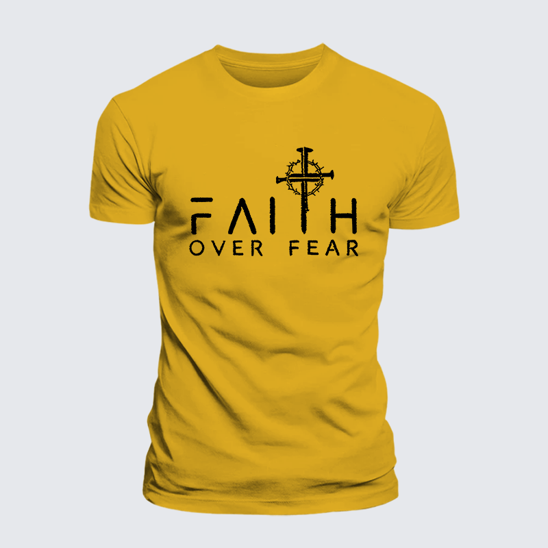 Faith Over Fear Faith Cross Jesus God Christian Premium Mercerized Cotton Tee