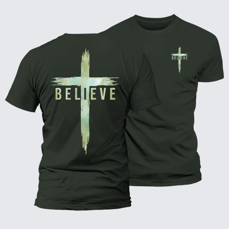 Believe Jesus God Christian Premium Mercerized Cotton Tee