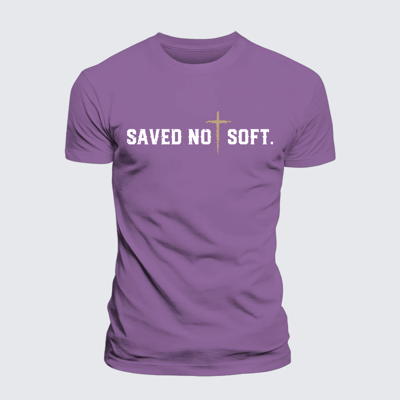 Saved Not Soft Jesus God Christian Premium Mercerized Cotton Tee