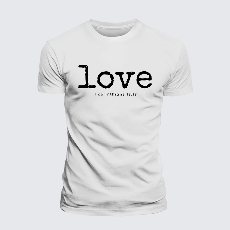 Love 1 Corinthians 13:13 Jesus God Christian Premium Mercerized Cotton Tee