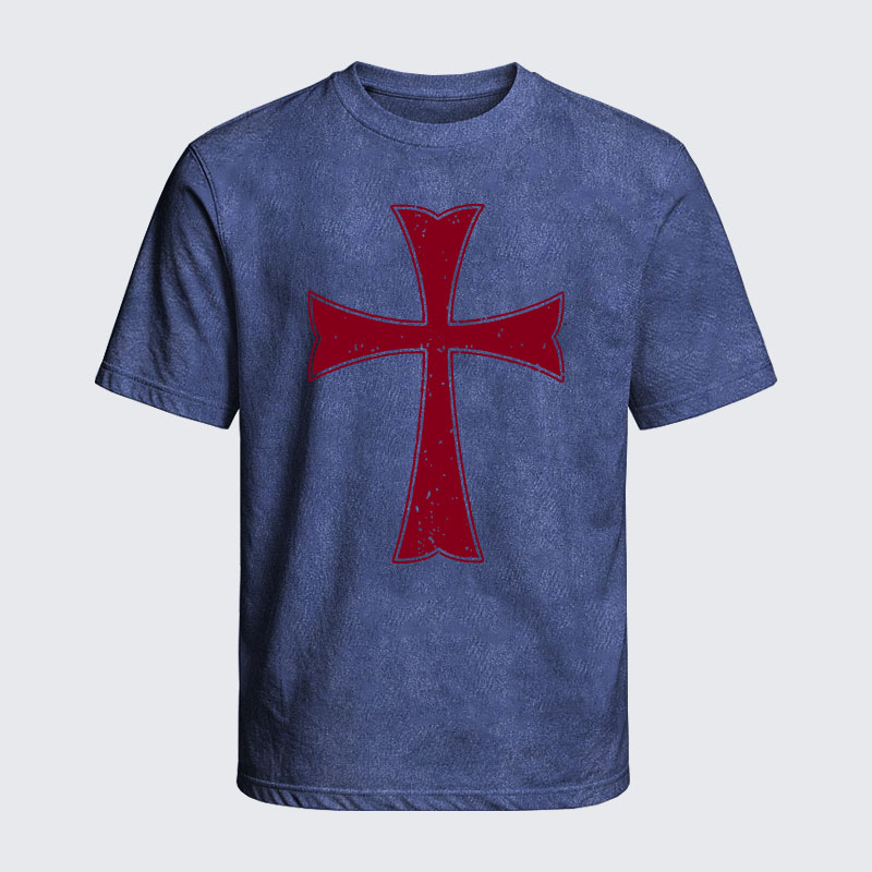 Washed T-Shirt - Knights Templar Crusader Cross