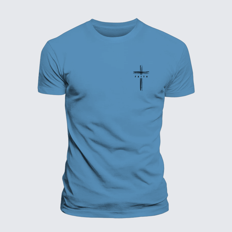 Faith Cross Jesus God Christian Premium Mercerized Cotton Tee