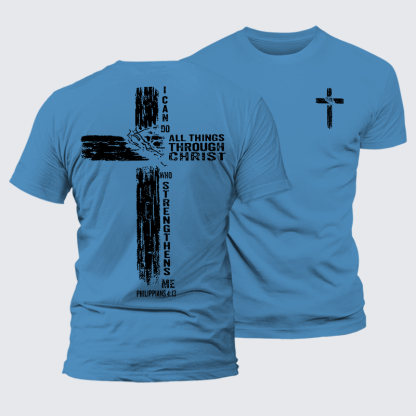 I Can Do All Things THrough Christ Jesus God Christian Premium Mercerized Cotton Tee