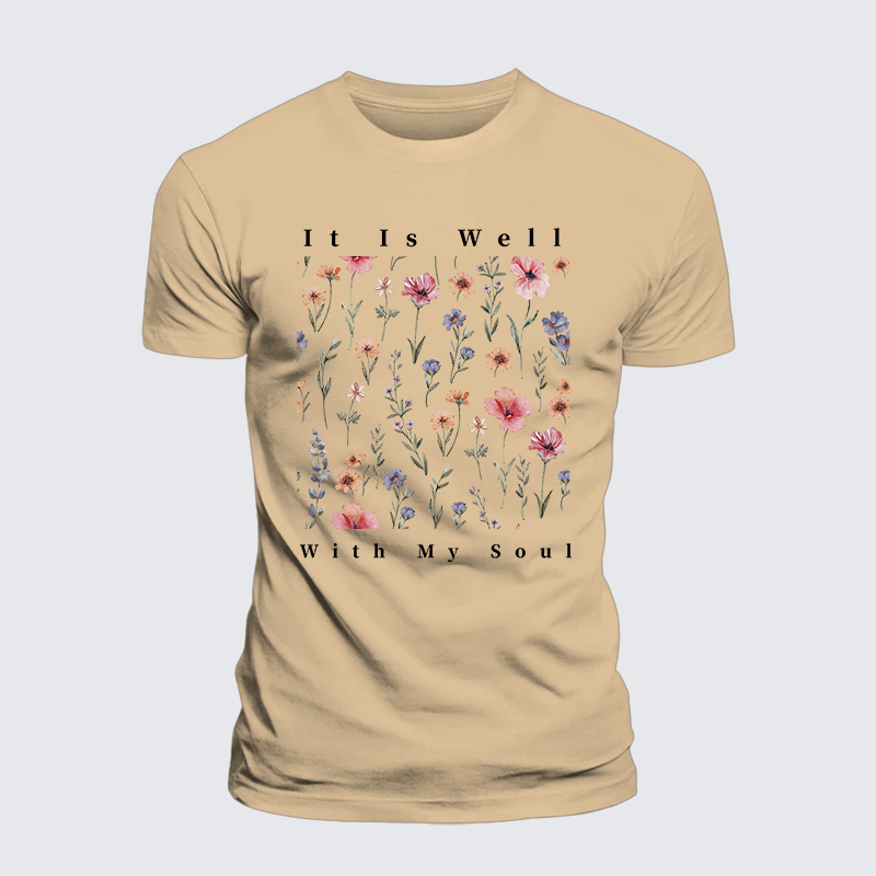 It Is Well With My Soul Jesus God Christian Premium Mercerized Cotton Tee