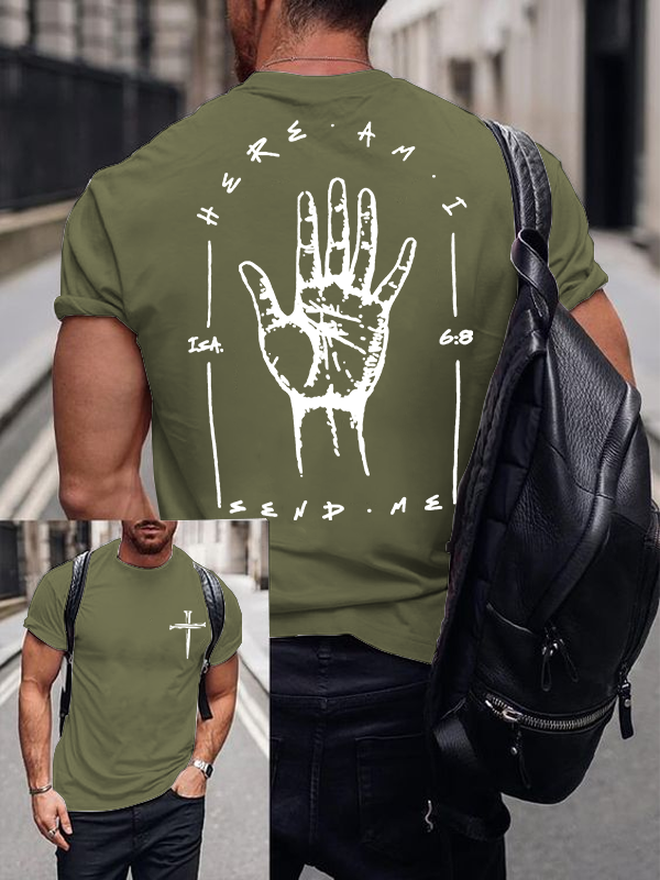 Here I Am Send Me - Bible Verse Isaiah 6:8 Jesus God Christian Cotton T-Shirt