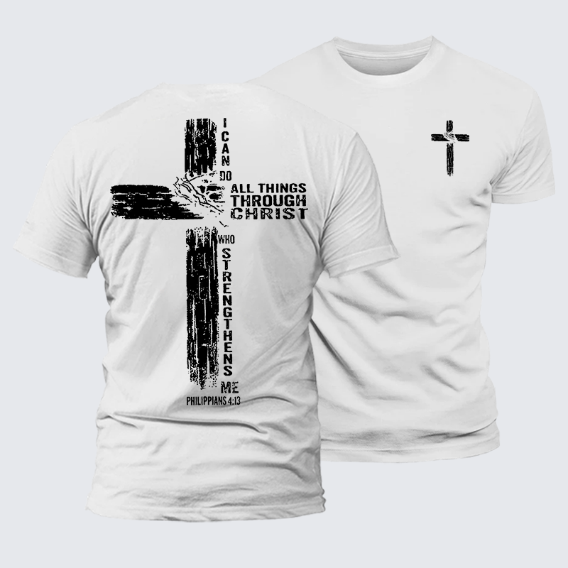 I Can Do All Things THrough Christ Jesus God Christian Premium Mercerized Cotton Tee