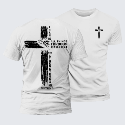 I Can Do All Things THrough Christ Jesus God Christian Premium Mercerized Cotton Tee