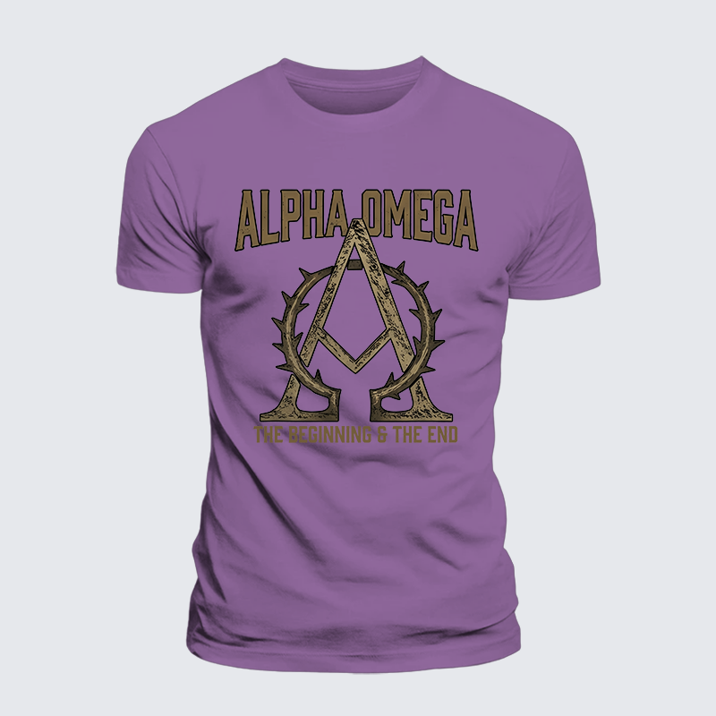 Alpha and Omega Jesus God Christian Premium Mercerized Cotton Tee