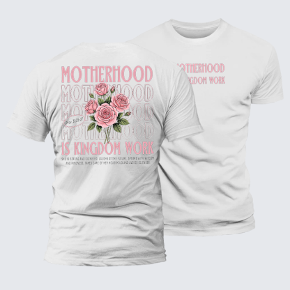 Motherhood Is Kingdom Work Jesus God Christian Premium Mercerized Cotton Tee