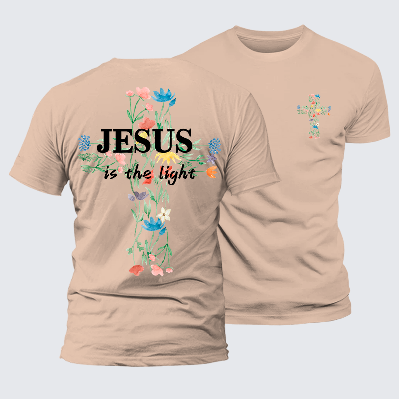 Jesus Is The Light Faith In Bloom Jesus God Christian Premium Mercerized Cotton Tee