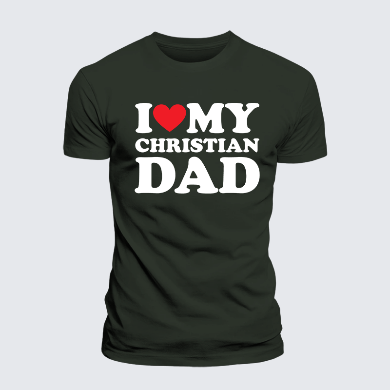 I Love My Christian Dad Jesus God Christian Premium Mercerized Cotton Tee
