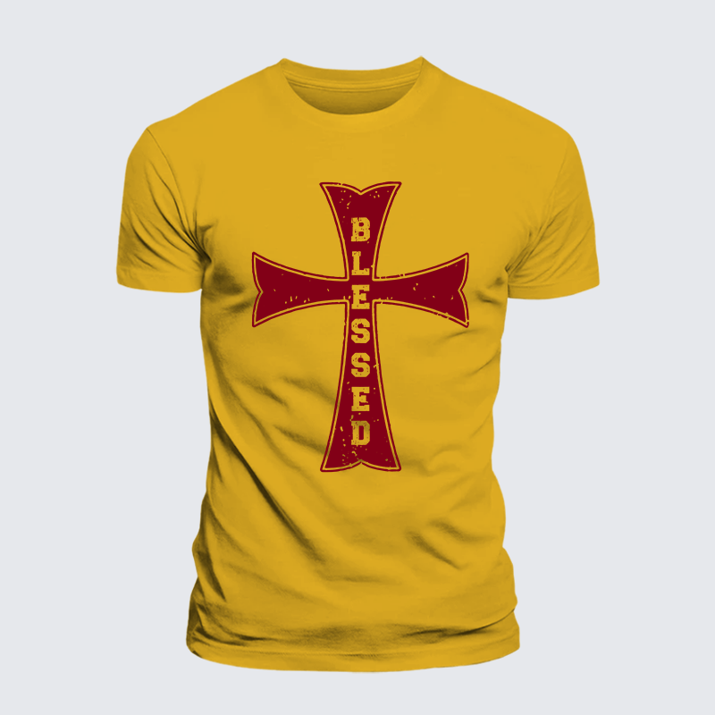 Blessed Cross Jesus God Christian Premium Mercerized Cotton Tee