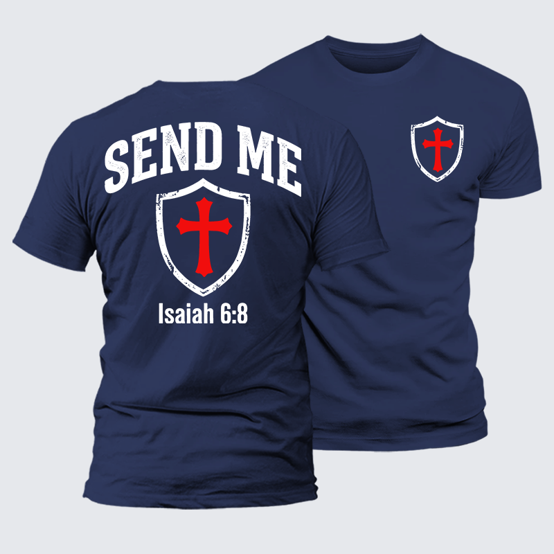 Isaiah 6:8 - SEND ME Jesus God Christian Premium Mercerized Cotton Tee