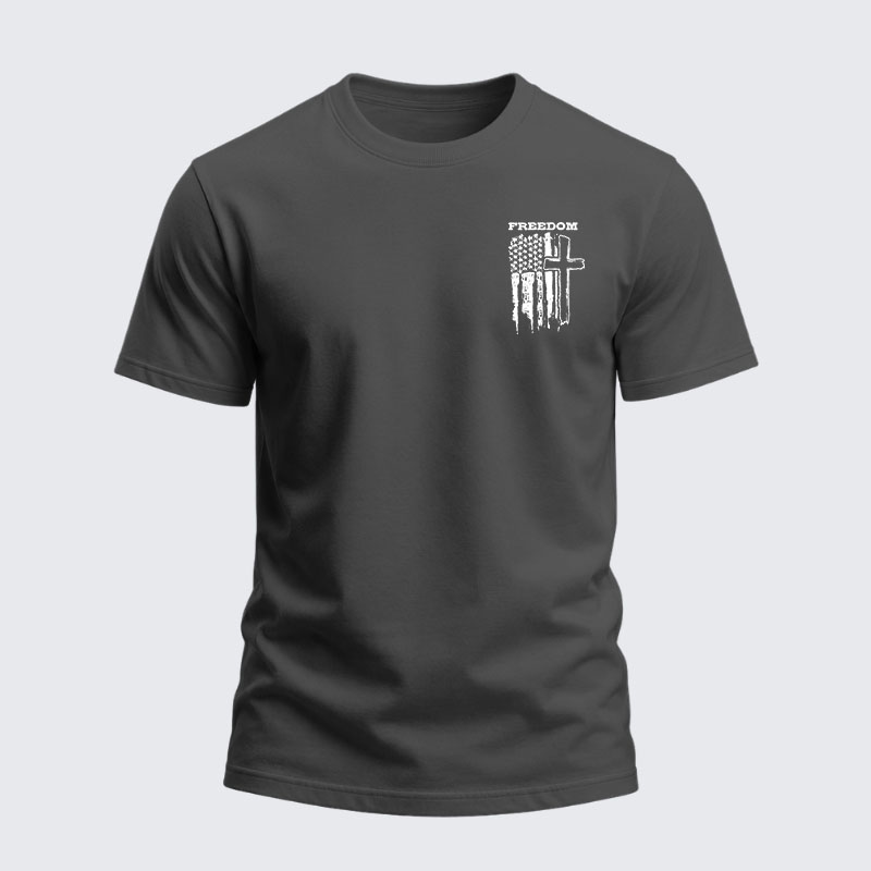 Heavyweight Cotton Tee -Freedom Cross Vertical Flag