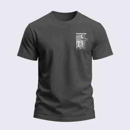Heavyweight Cotton Tee -Freedom Cross Vertical Flag