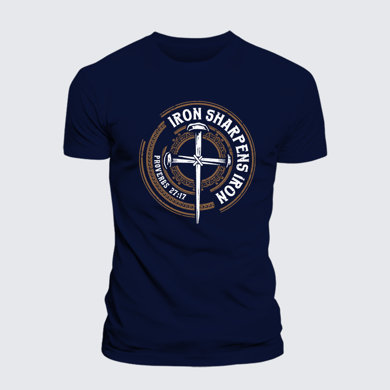Iron Sharpens Iron - Proverbs 27:17 Jesus God Christian Cotton T-Shirt