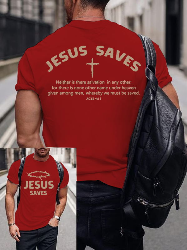 Jesus Saves Jesus God Christian Cotton T-Shirt