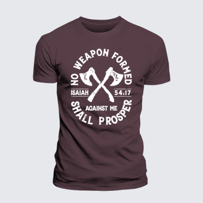 No Weapon Formed Shall Prosper - Isaiah 54:17  Jesus God Christian Premium Mercerized Cotton Tee