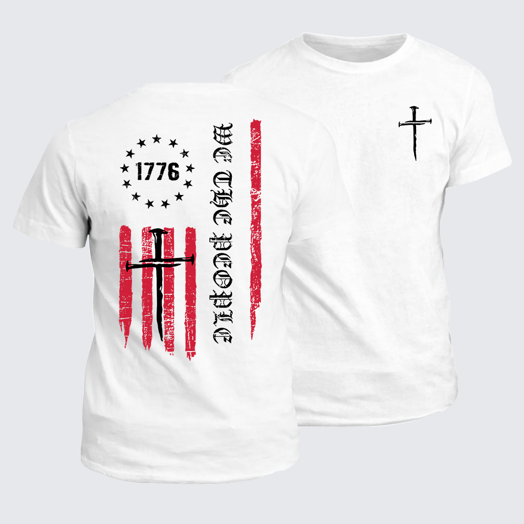 We The People  Flag Cross Jesus God Christian Cotton T-Shirt