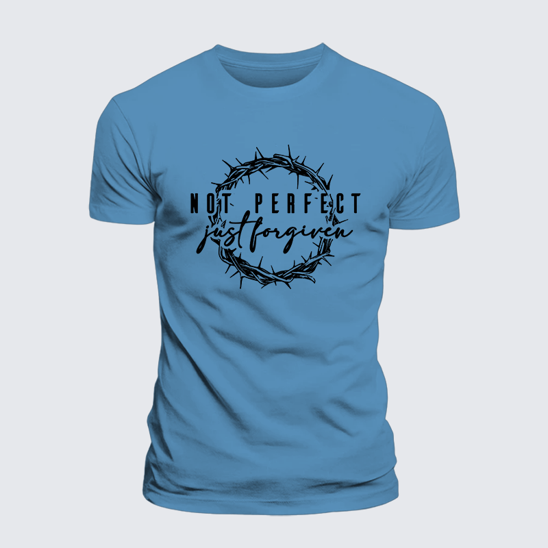 Not Perfect Just Forgiven Jesus God Christian Premium Mercerized Cotton Tee