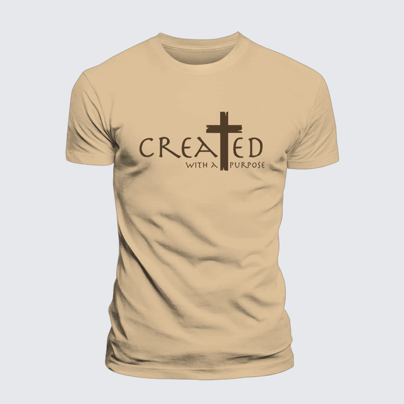 Created with a Purpose Jesus God Christian Premium Mercerized Cotton Tee