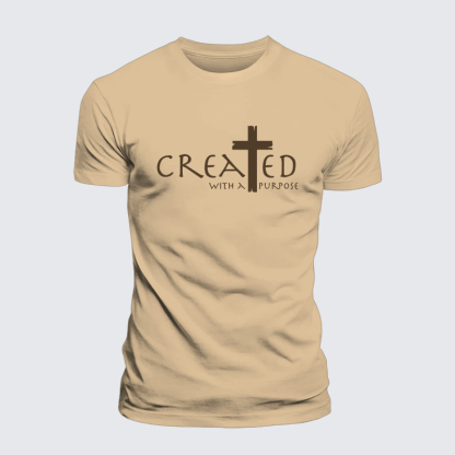 Created with a Purpose Jesus God Christian Premium Mercerized Cotton Tee