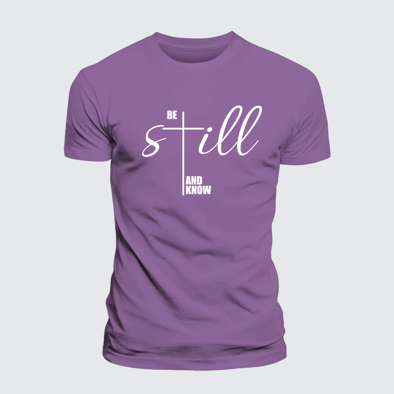 Be Still And Know Cross Jesus God Christian Premium Mercerized Cotton Tee