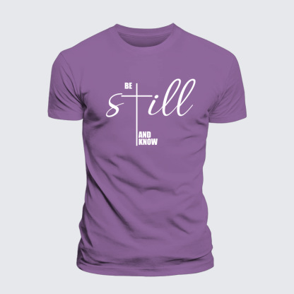 Be Still And Know Cross Jesus God Christian Premium Mercerized Cotton Tee