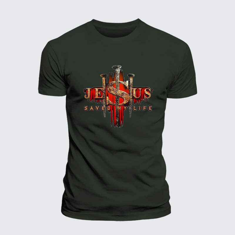 Jesus Saved My Life Jesus God Christian Premium Mercerized Cotton Tee