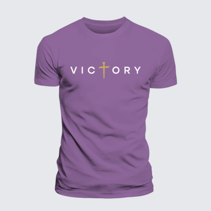 Victory Cross Jesus God Christian Premium Mercerized Cotton Tee