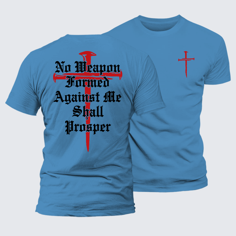No Weapon Formed Against Me Shall Prosper Jesus God Christian Premium Mercerized Cotton Tee