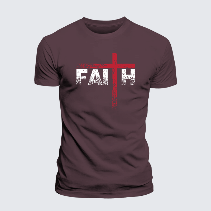 Faith Cross Jesus God Christian Premium Mercerized Cotton Tee